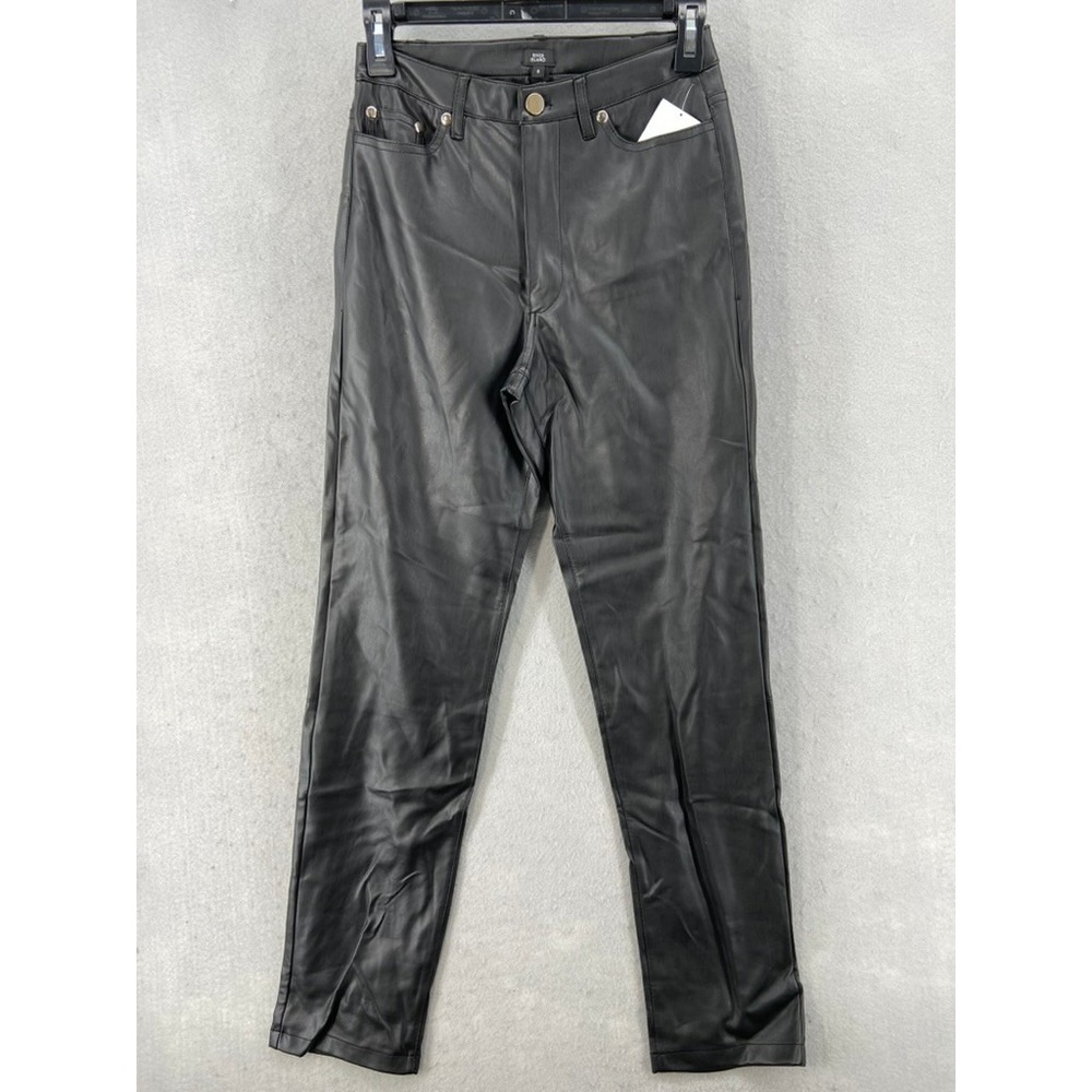 River Island Faux Leather Pants Womens Size 2‎ High Rise Slim Fit